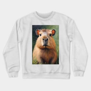 Cute Capybara Face Oil Painting Art Crewneck Sweatshirt